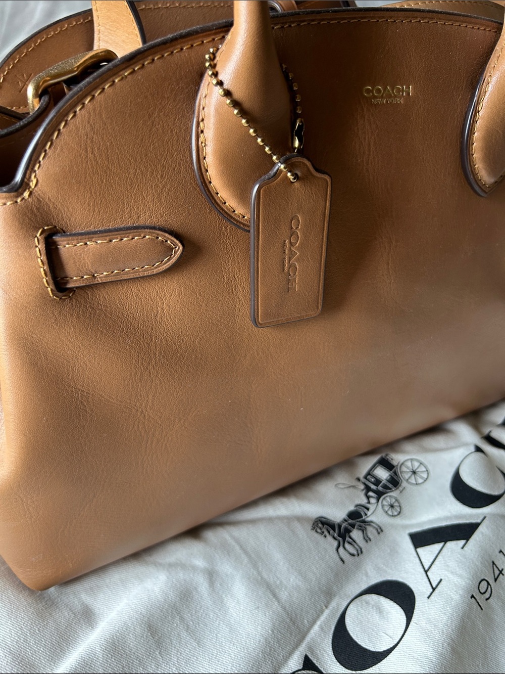 Coach Cognac Leather Satchel with Gold Hardware - Picture 2 of 8